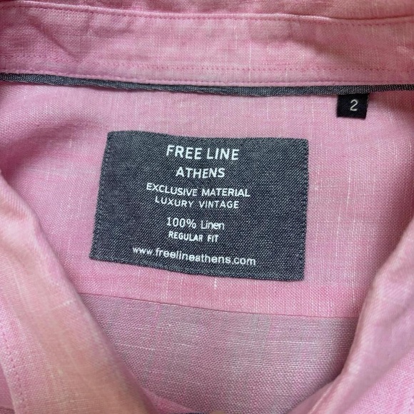 Free Line Athens 100% Linen Long Sleeve Button Down Shirt Size XL Pink Regular - Picture 6 of 8